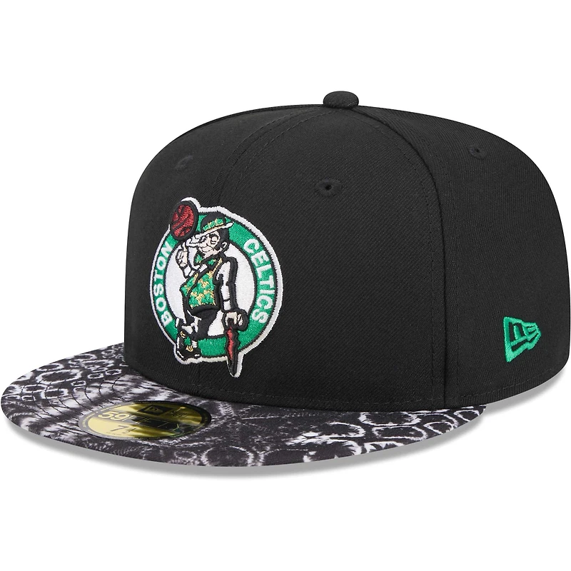 Men's New Era Black Boston Celtics Coral Reef Visor 59FIFTY Fitted Hat