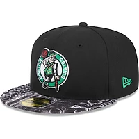 Men's New Era Black Boston Celtics Coral Reef Visor 59FIFTY Fitted Hat