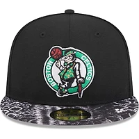 Men's New Era Black Boston Celtics Coral Reef Visor 59FIFTY Fitted Hat