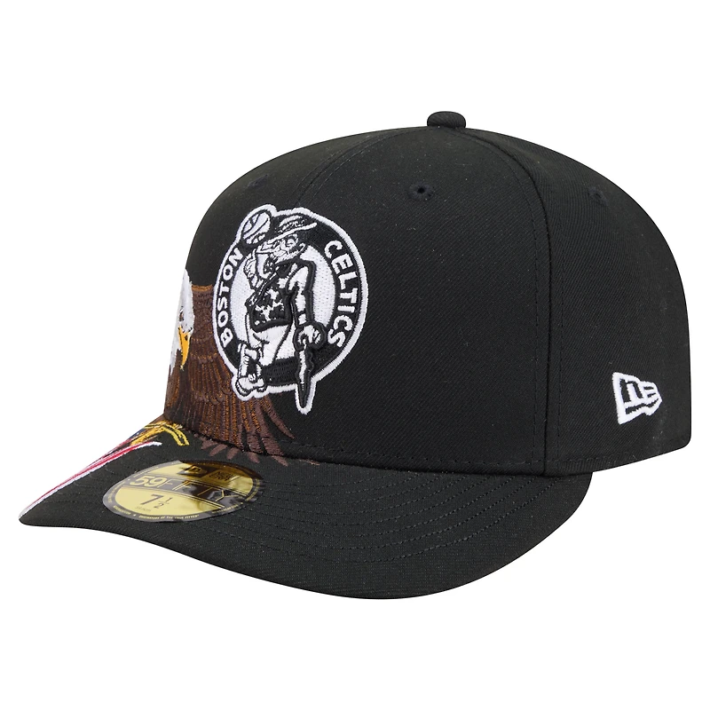 Men's New Era Black Boston Celtics Freedom Pre-Curved 59FIFTY Fitted Hat