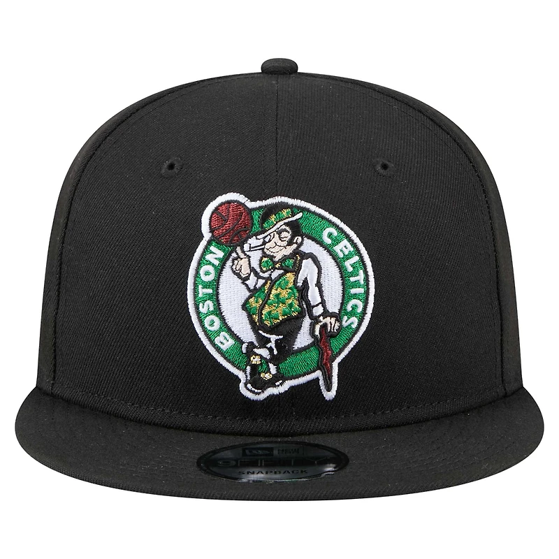 Casquette à visière plate noire New Era Boston Celtics avec logo 18x Champs 9FIFTY pour homme