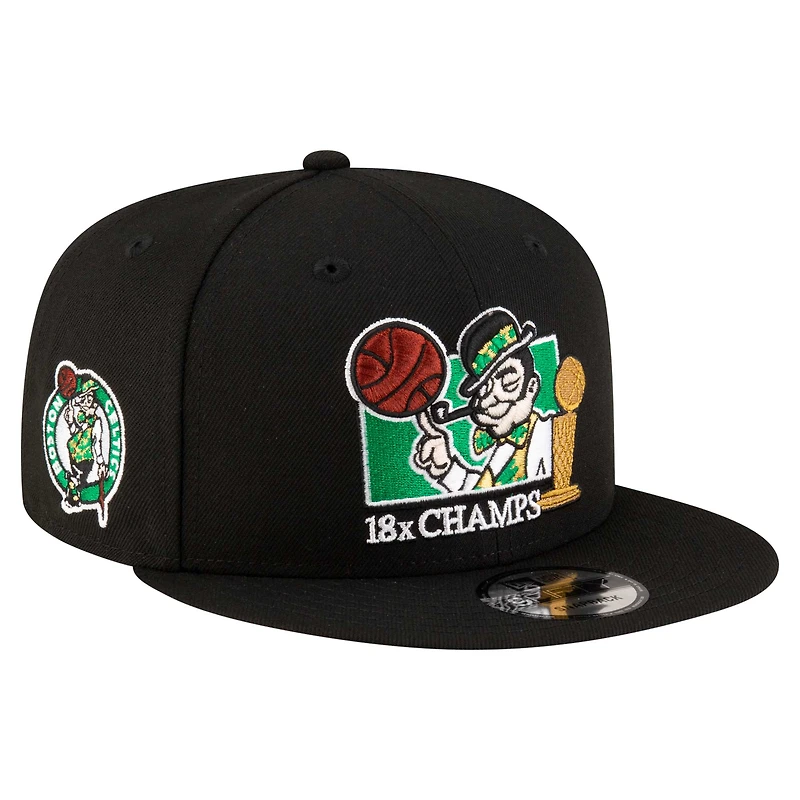 Men's New Era  Black Boston Celtics Lucky 18x Champs 9FIFTY Snapback Hat