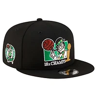 Men's New Era  Black Boston Celtics Lucky 18x Champs 9FIFTY Snapback Hat
