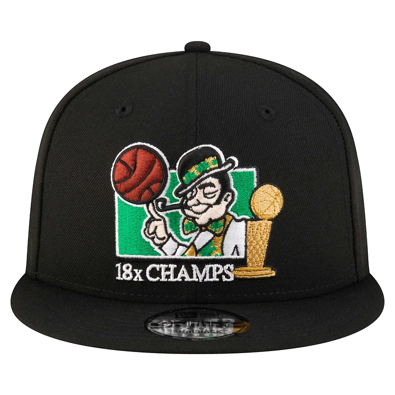 Men's New Era  Black Boston Celtics Lucky 18x Champs 9FIFTY Snapback Hat