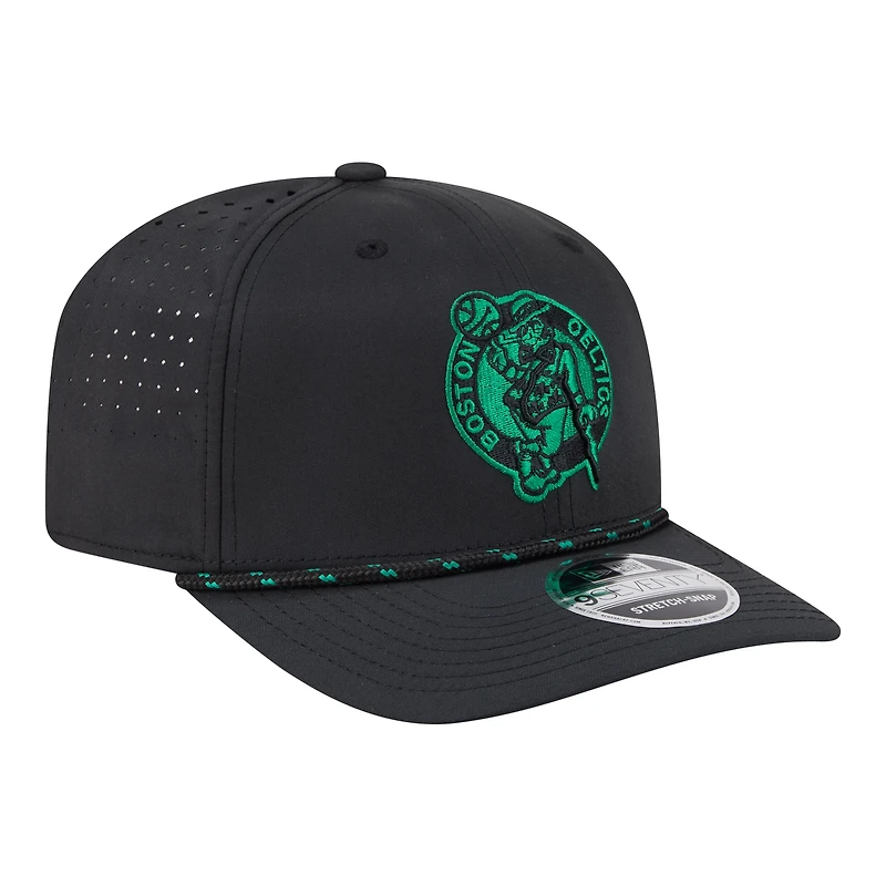Men's New Era Black Boston Celtics Sport Rope Vented Stretch-Snap 9SEVENTY Hat