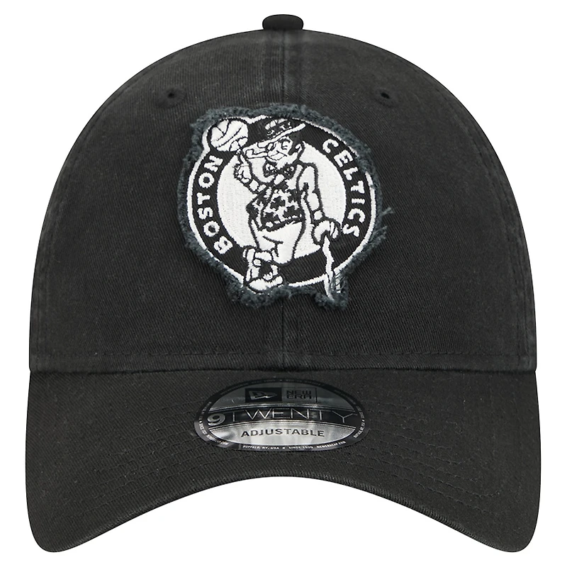 Casquette ajustable 9TWENTY noire New Era pour homme avec appliqué en tissu Boston Celtics