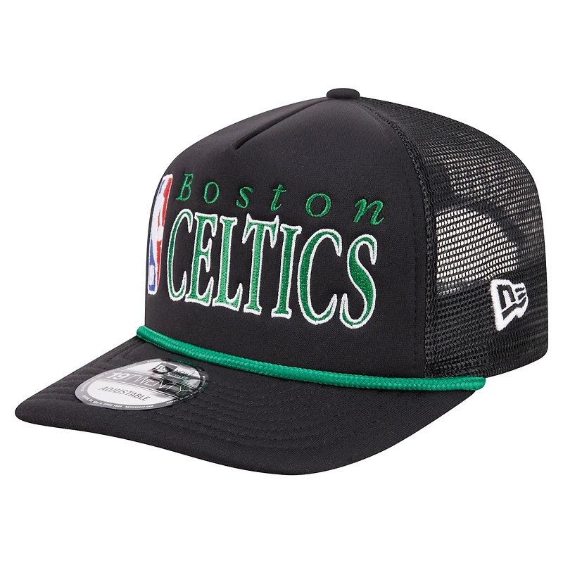 Men's New Era  Black Boston Celtics Team Logo Foam Front 19TWENTY A-Frame Trucker Adjustable Hat