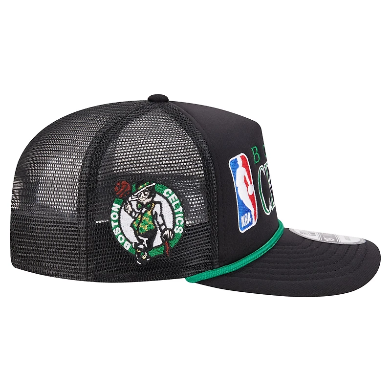 Men's New Era  Black Boston Celtics Team Logo Foam Front 19TWENTY A-Frame Trucker Adjustable Hat