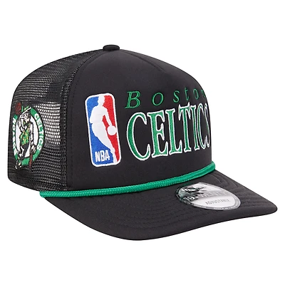 Men's New Era  Black Boston Celtics Team Logo Foam Front 19TWENTY A-Frame Trucker Adjustable Hat