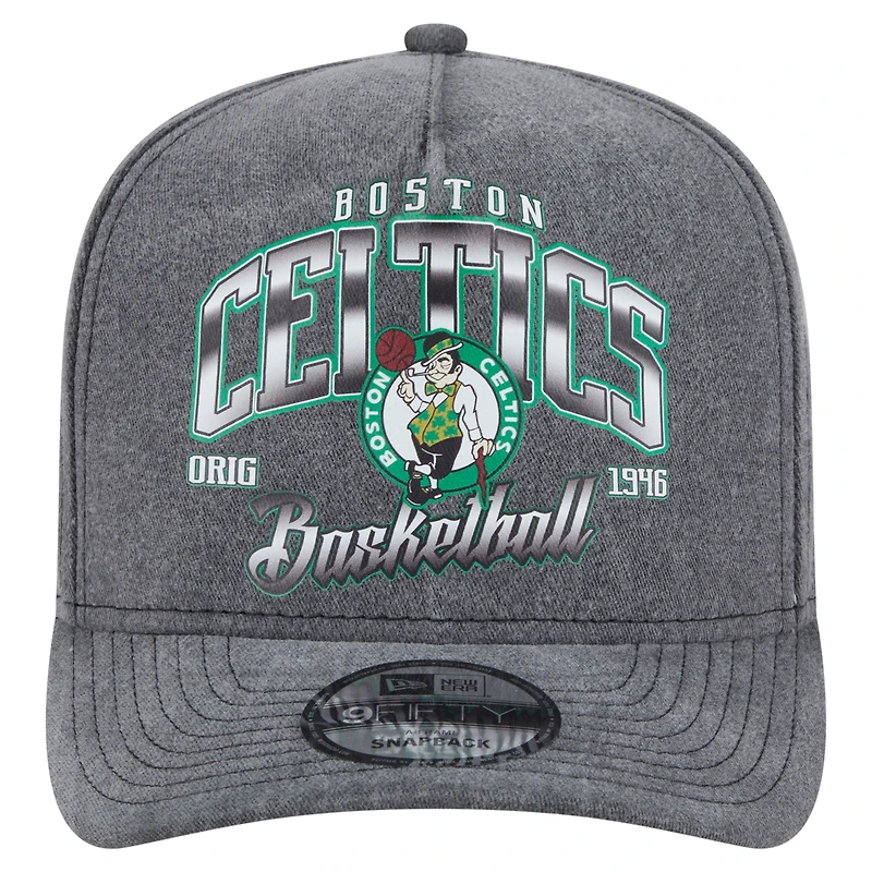Casquette snapback pré-courbée 9FIFTY des Boston Celtics de New Era pour homme, couleur anthracite