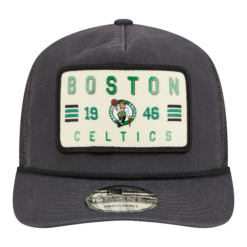 Men's New Era Charcoal Boston Celtics Washed Patch 19TWENTY Adjustable Trucker Hat