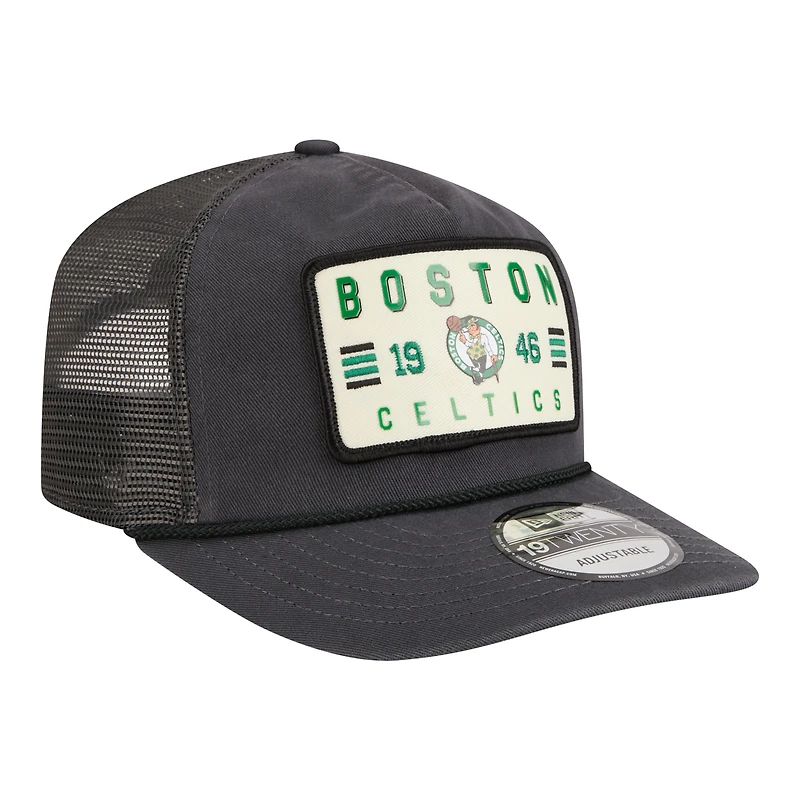 Men's New Era Charcoal Boston Celtics Washed Patch 19TWENTY Adjustable Trucker Hat