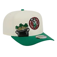 Men's New Era  Cream Boston Celtics Illustrated Mascot 2-Toned Pre-Curved A-Frame 9FIFTY Adjustable Hat