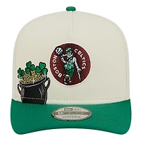 Men's New Era  Cream Boston Celtics Illustrated Mascot 2-Toned Pre-Curved A-Frame 9FIFTY Adjustable Hat