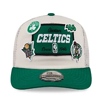 Men's New Era Cream Boston Celtics Layered Patch 19TWENTY Adjustable Hat