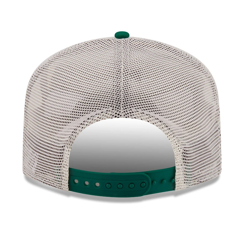 Men's New Era Cream Boston Celtics Layered Patch 19TWENTY Adjustable Hat