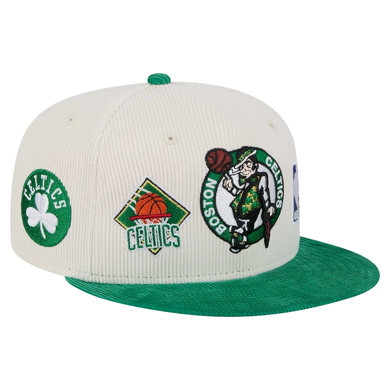 Men's New Era Cream Boston Celtics Two-Tone 9FIFTY Snapback Hat