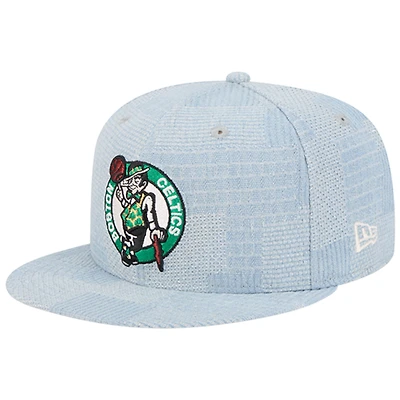 Men's New Era Denim Boston Celtics Injection Denim Patchwork 9FIFTY Snapback Hat