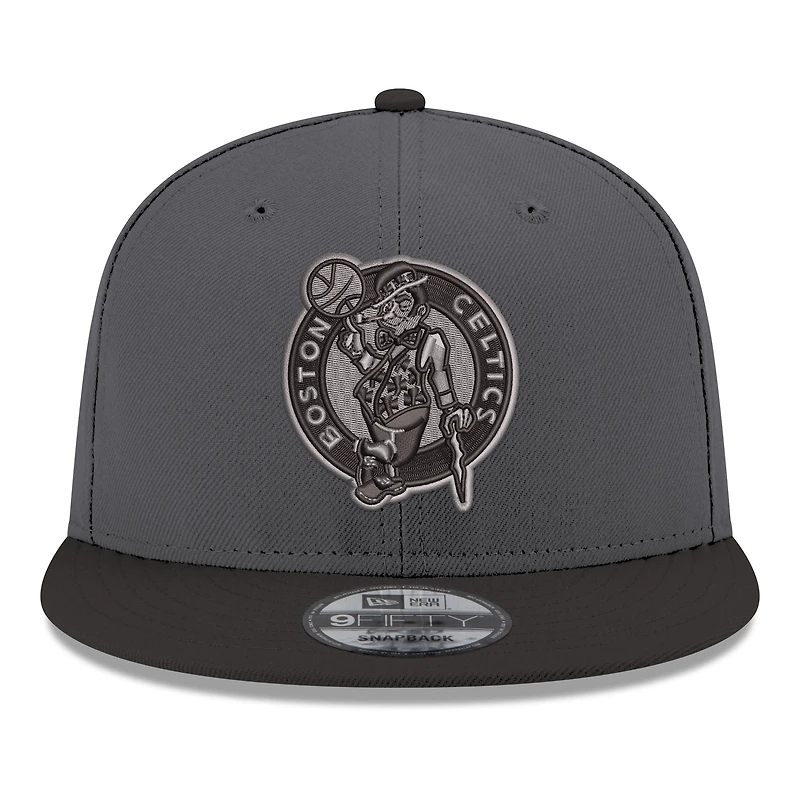 Men's New Era Gray/Black Boston Celtics Logo 2-Tone 9FIFTY Snapback Hat