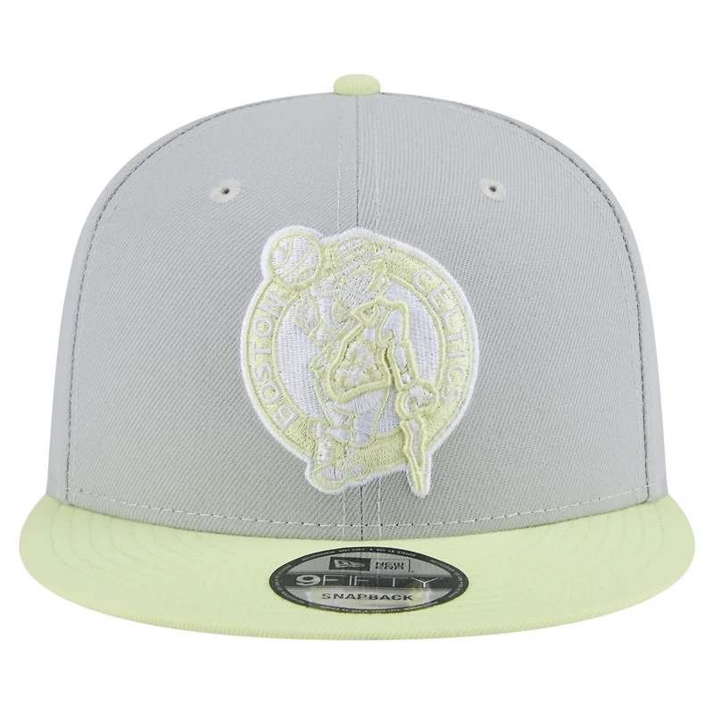 Men's New Era Gray/Light Green Boston Celtics Color Pack Two-Tone 9FIFTY Snapback Hat