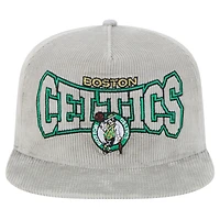 Men's New Era Gray Boston Celtics Throwback Corduroy Golfer Snapback Hat