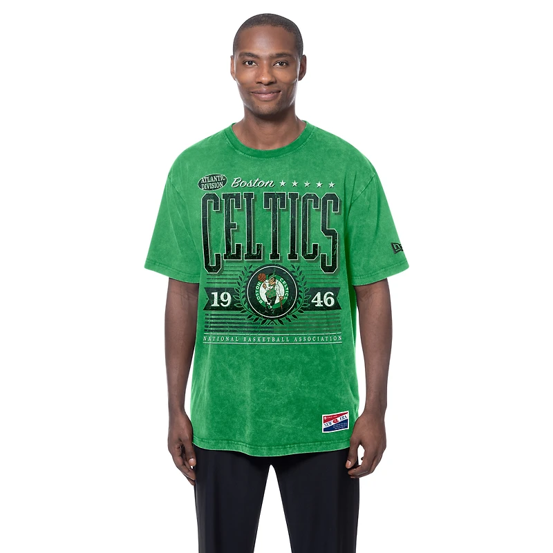 Men's New Era Green Boston Celtics Oversized Throwback Collection Mineral Wash T-Shirt