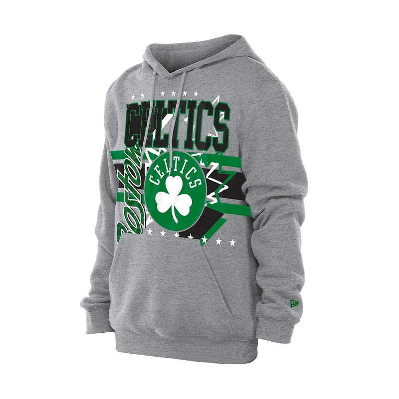 Men's New Era  Heather Gray Boston Celtics Injection Sport Classics Fleece Hoodie