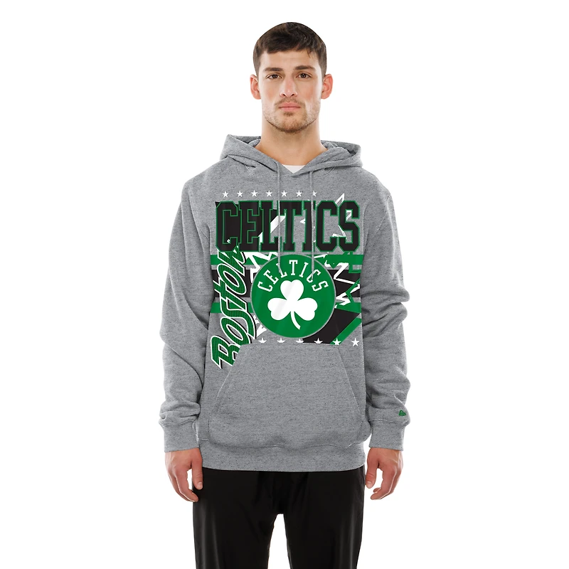 Men's New Era  Heather Gray Boston Celtics Injection Sport Classics Fleece Hoodie