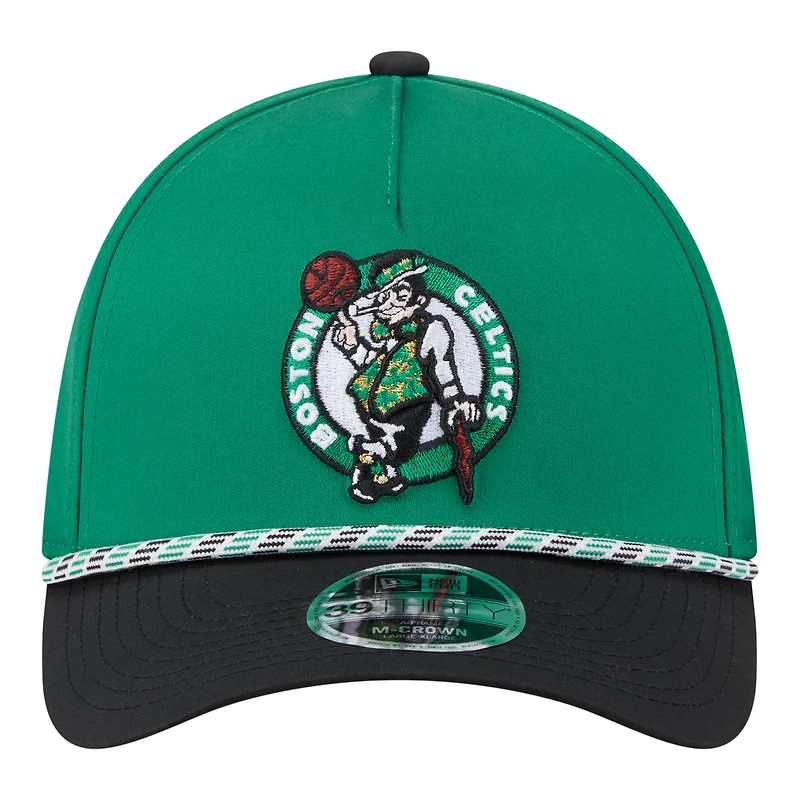Men's New Era Kelly Green/Black Boston Celtics Rope Two-Tone M-Crown A-Frame 39THIRTY Flex Hat