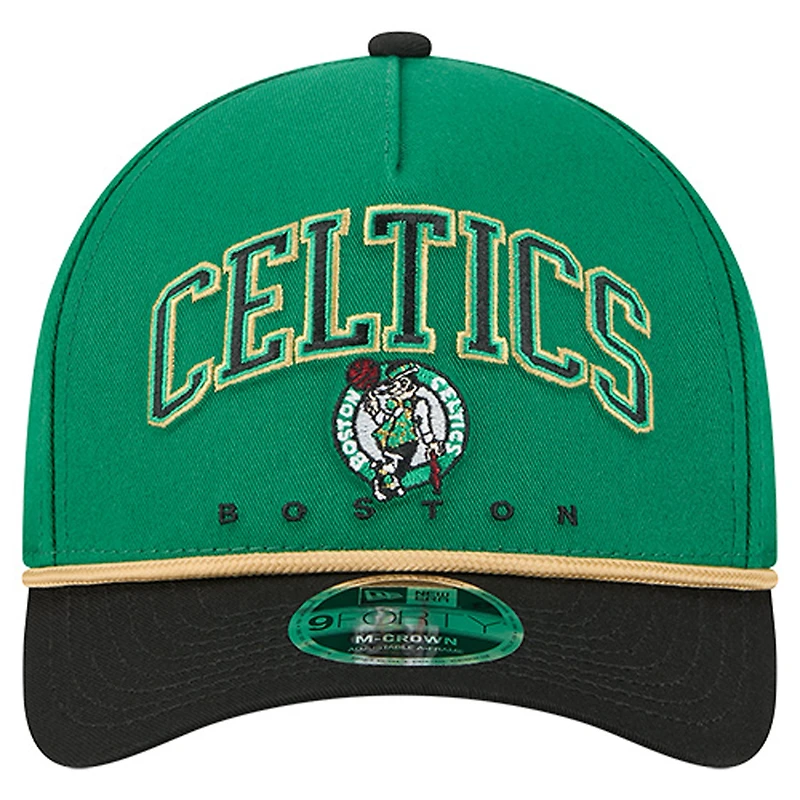 Men's New Era  Kelly Green Boston Celtics Bold Arch COOLERA 9FORTY A-Frame M-Crown Adjustable Hat