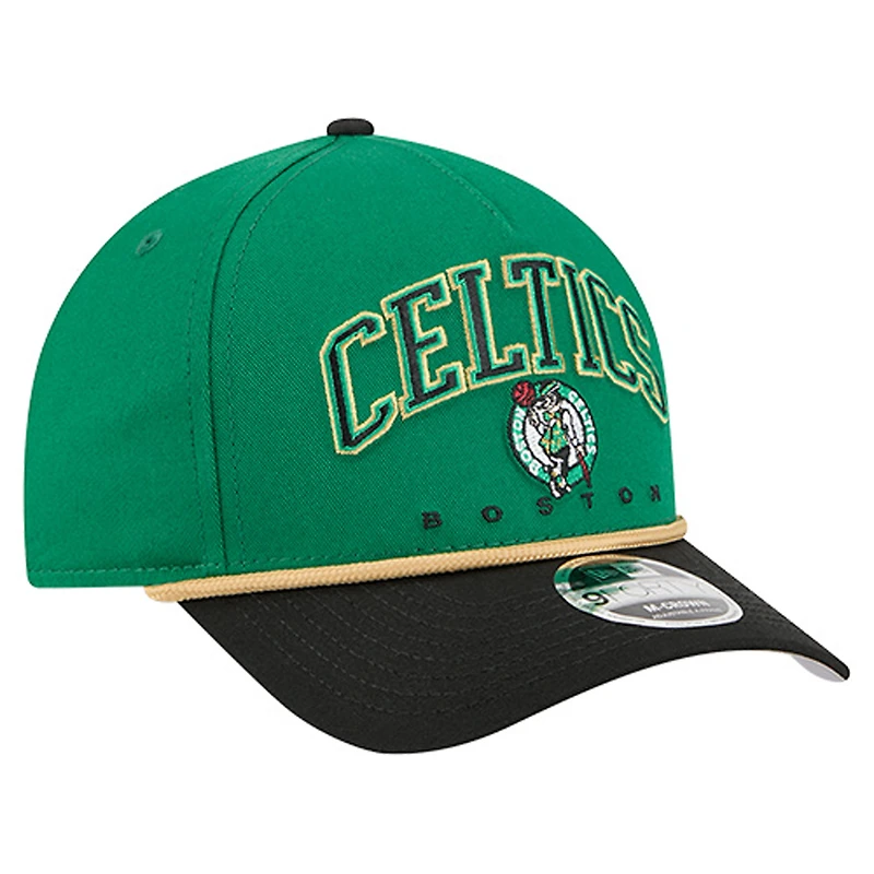 Men's New Era  Kelly Green Boston Celtics Bold Arch COOLERA 9FORTY A-Frame M-Crown Adjustable Hat