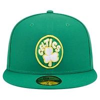 Men's New Era  Kelly Green Boston Celtics Core Logo 59FIFTY Fitted Hat