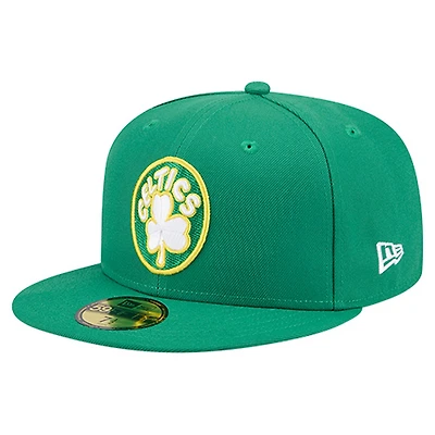 Men's New Era  Kelly Green Boston Celtics Core Logo 59FIFTY Fitted Hat