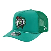 Casquette trucker New Era Kelly Green Boston Celtics pour homme, modèle 9FIFTY à monture A ajustable, style dégradé.