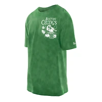 T-shirt oversize New Era vert Kelly pour homme, Boston Celtics, délavé aux enzymes, Old School Sport