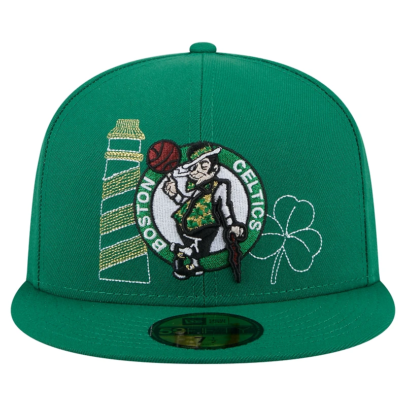Casquette ajustée 59FIFTY New Era vert Kelly pour homme, Boston Celtics State Stitch