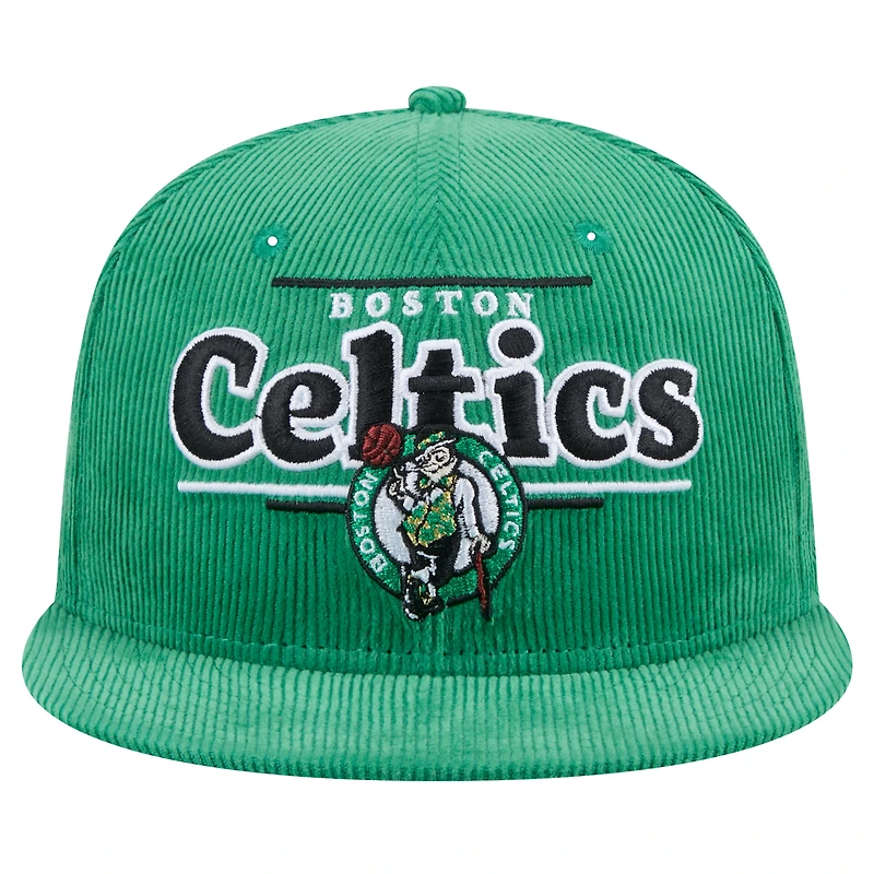 Men's New Era Kelly Green Boston Celtics Throwback Display Corduroy 9FIFTY Snapback Hat