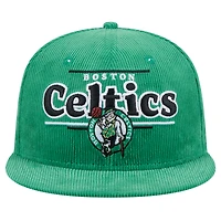 Men's New Era Kelly Green Boston Celtics Throwback Display Corduroy 9FIFTY Snapback Hat