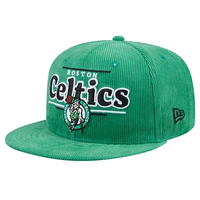 Men's New Era Kelly Green Boston Celtics Throwback Display Corduroy 9FIFTY Snapback Hat