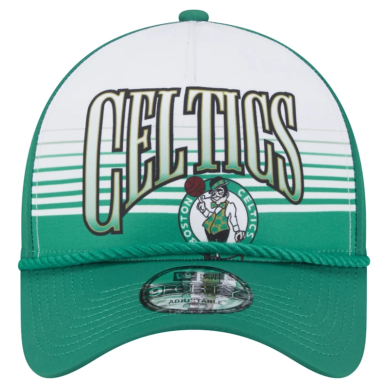 Men's New Era Kelly Green Boston Celtics Throwback Gradient A-Frame 9FORTY Adjustable Hat