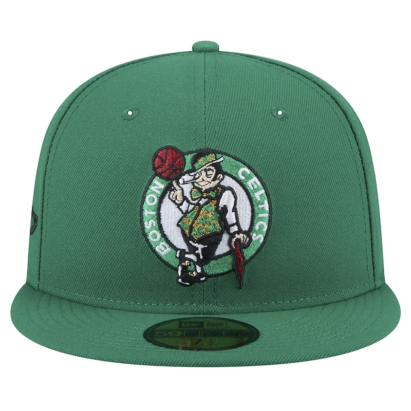 Men's New Era Kelly Green Boston Celtics Throwback Pennant 59FIFTY Fitted Hat