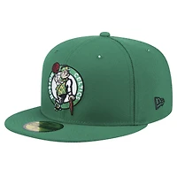 Men's New Era Kelly Green Boston Celtics Throwback Pennant 59FIFTY Fitted Hat