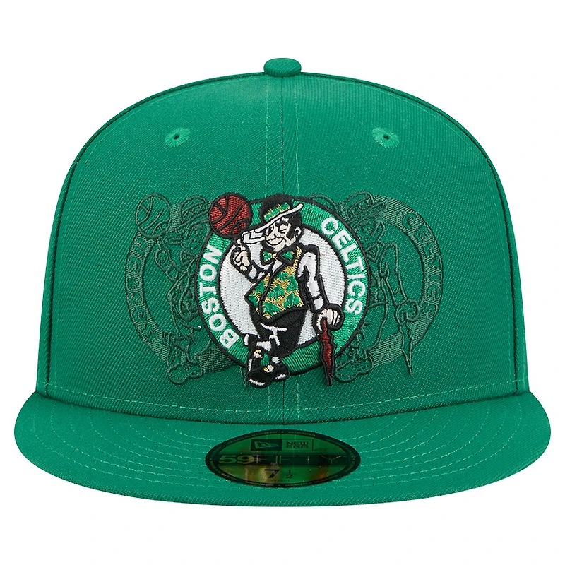 Men's New Era Kelly Green Boston Celtics Tri-Hit 59Fifty Fitted Hat