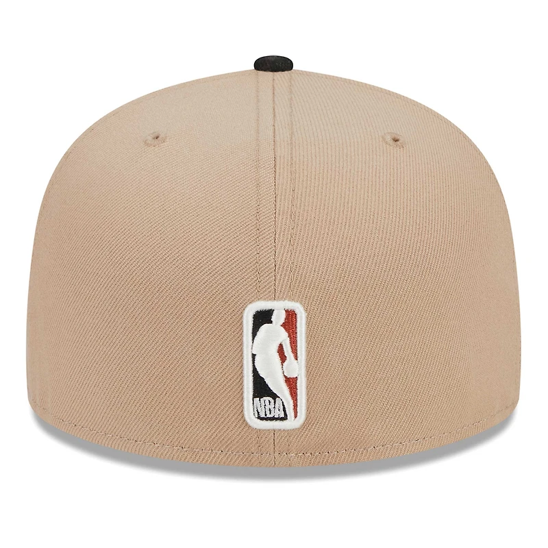 Men's New Era Khaki/Black Boston Celtics Burnt Orange Logo Two-Tone 59FIFTY Fitted Hat