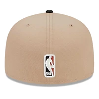 Men's New Era Khaki/Black Boston Celtics Burnt Orange Logo Two-Tone 59FIFTY Fitted Hat