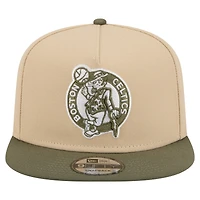 Men's New Era Khaki/Olive Boston Celtics Color Pack Two-Tone A-Frame 9FIFTY Snapback Hat