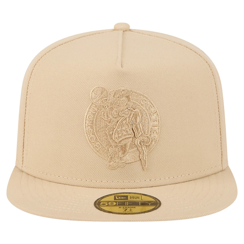 Men's New Era Khaki Boston Celtics Color Pack A-Frame 59FIFTY Fitted Hat