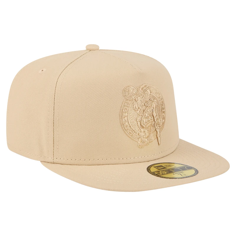 Men's New Era Khaki Boston Celtics Color Pack A-Frame 59FIFTY Fitted Hat