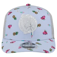 Casquette extensible à bouton-pression New Era bleu clair/gris Boston Celtics Adventure Aloha Pattern 9SEVENTY pour homme