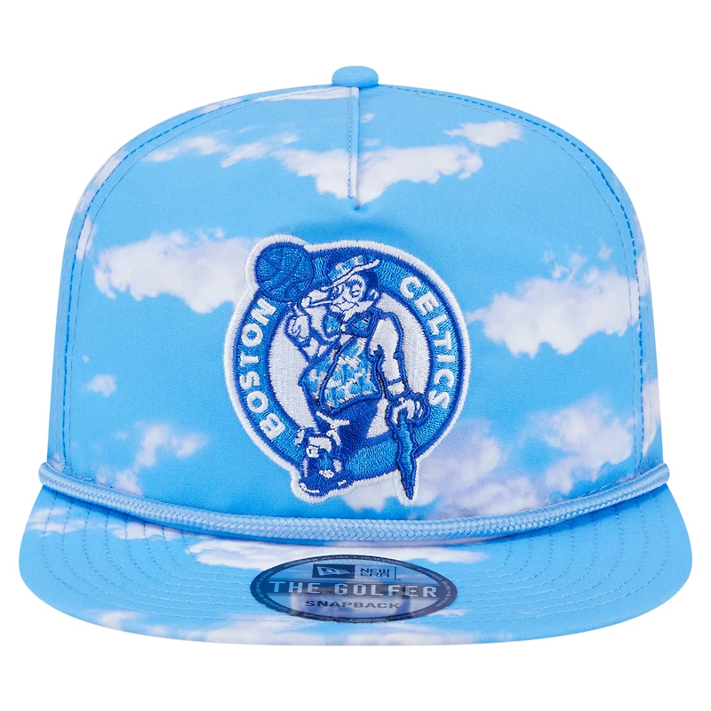 Casquette ajustable en corde pour golfeur New Era bleu clair Boston Celtics Head in the Clouds pour homme
